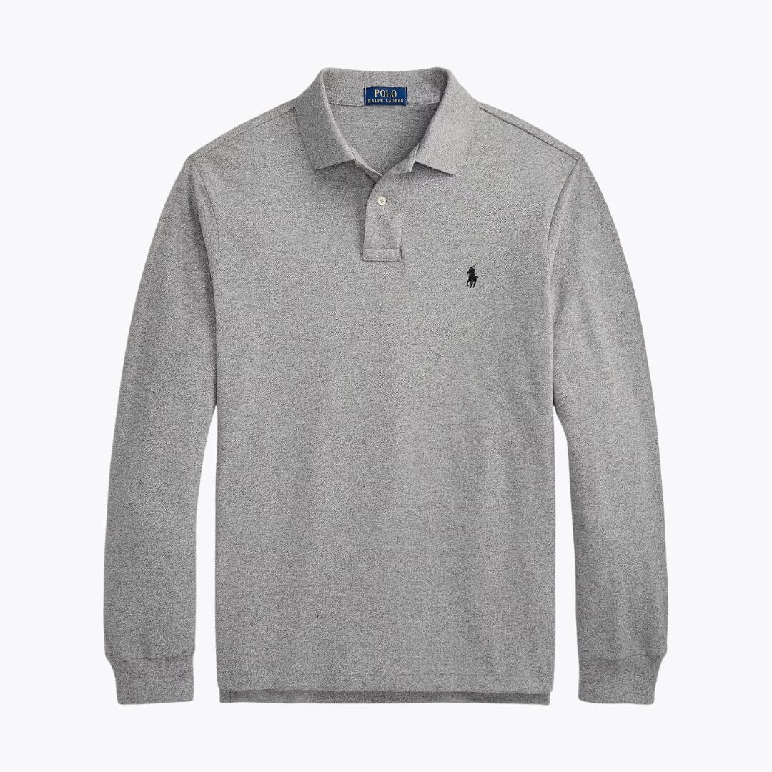 Men's Mesh Long-Sleeve Polo Shirt