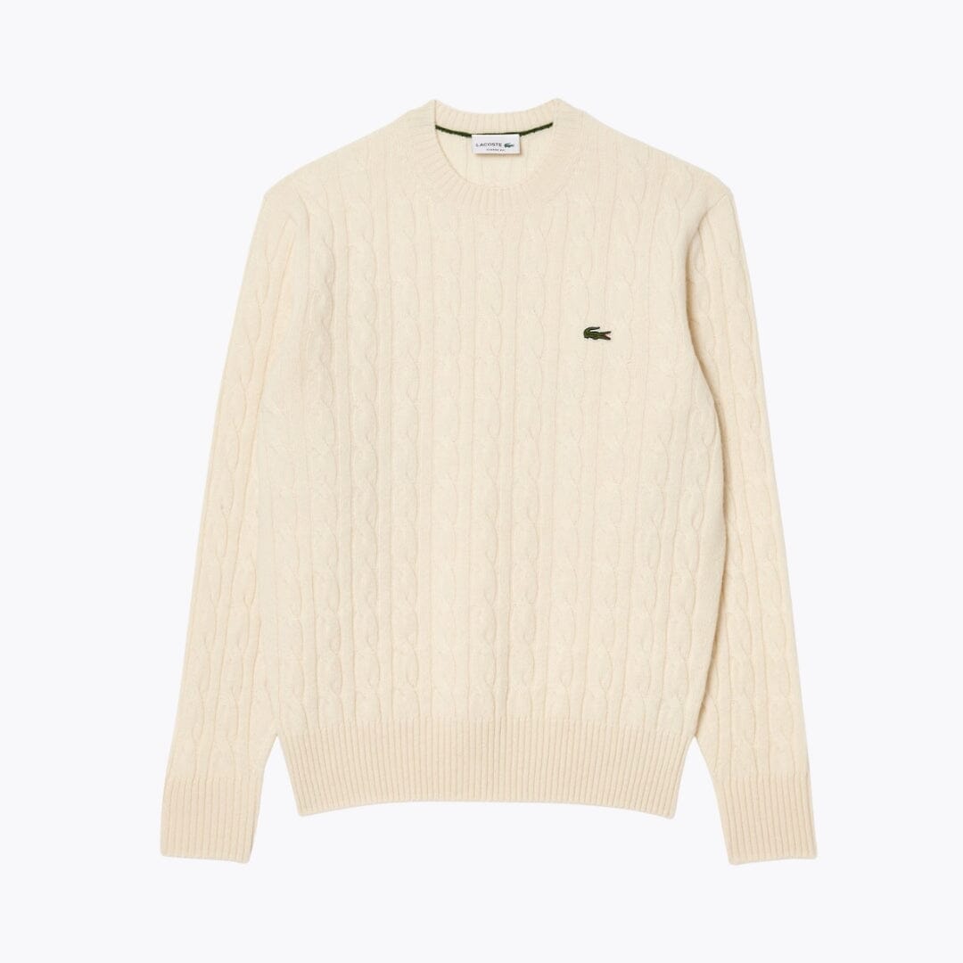 L.C Cable Knit Carded Wool Crew Neck Sweater
